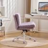 26.4 Inch Seat Office Chair, Artificial Rabbit Hair Home Office Chair with Metal Base, Adjustable Desk Chair Swivel Office Chair, Vanity Chair
