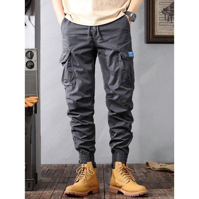 Men's Loose-Fitting Cargo Pants with Pockets, Spring and Autumn New Trendy Casual Long Pants, Versatile Cropped Pants