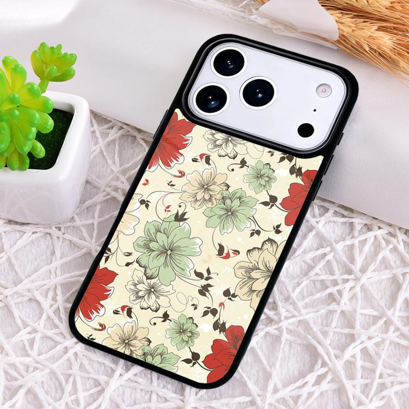 Vintage Leaves Flower Shockproof Phone Case for iPhone 17 Air 16e 15 11 12 14 13 Pro Max Cover Coque