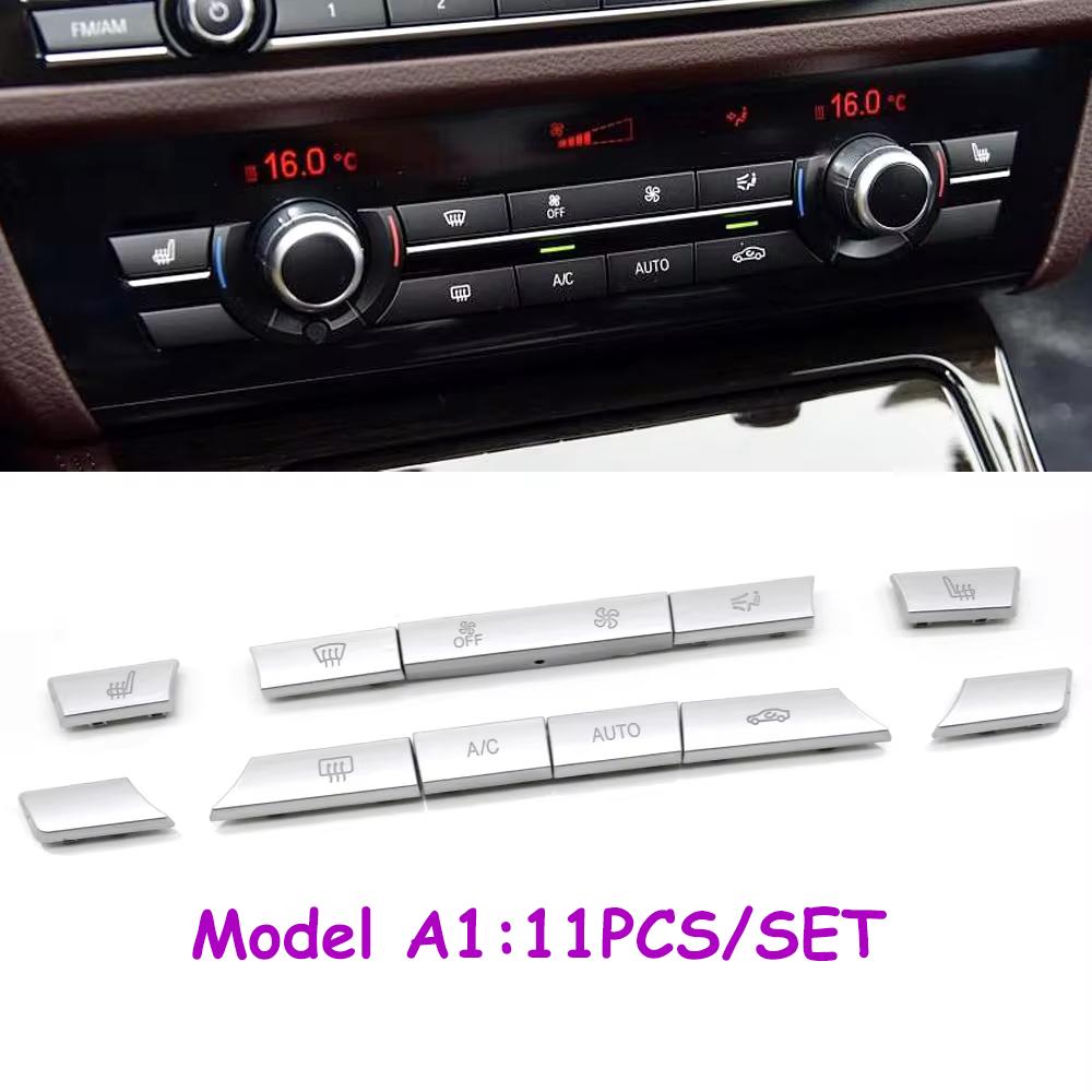 

F10 F11 F06 F12 F01 F02 F15 F16 Silver Dashboard Air Conditioner Ac Buttons Cover Caps Repair Kit For BMW 5 6 7 Series X5 X6 A1 11PCS SET