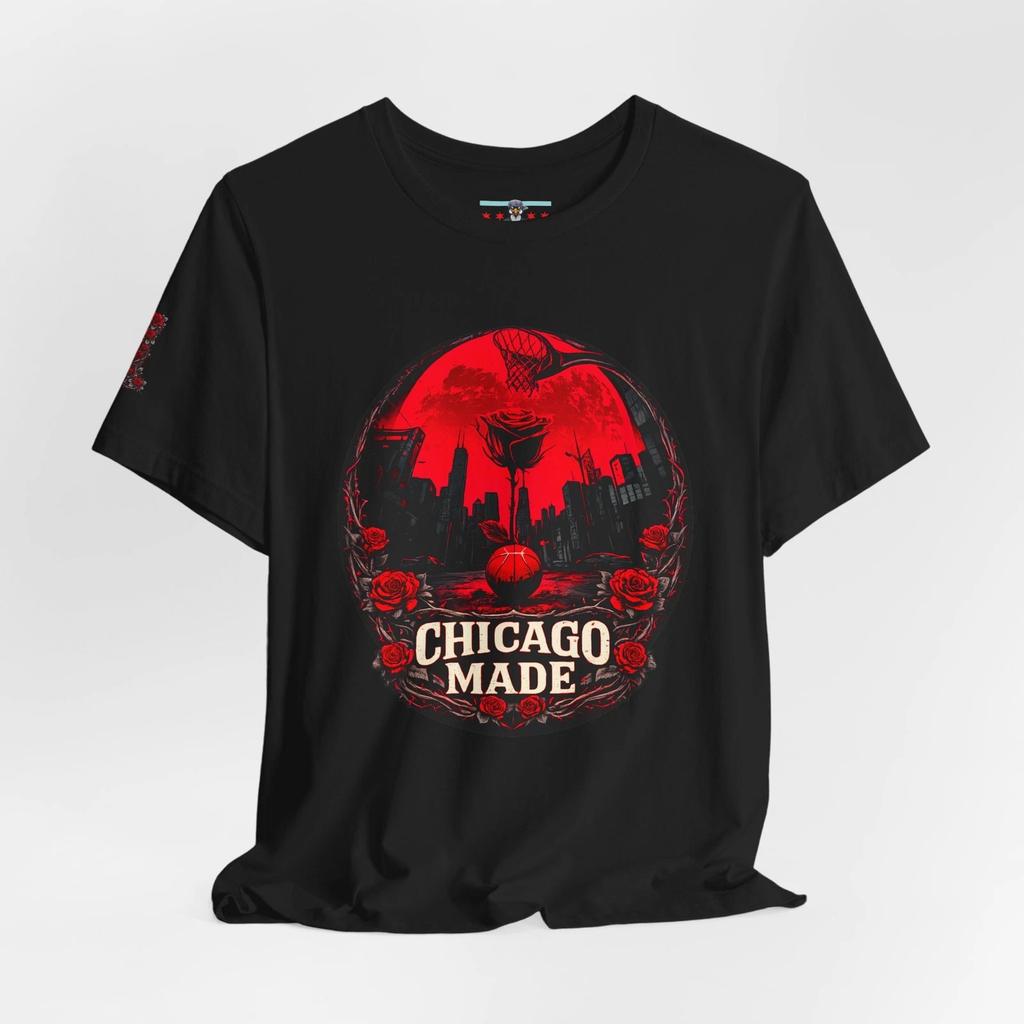 Chicago Made Rose Tribute T-Shirt | Art Honoring Derrick Rose Number Retirement