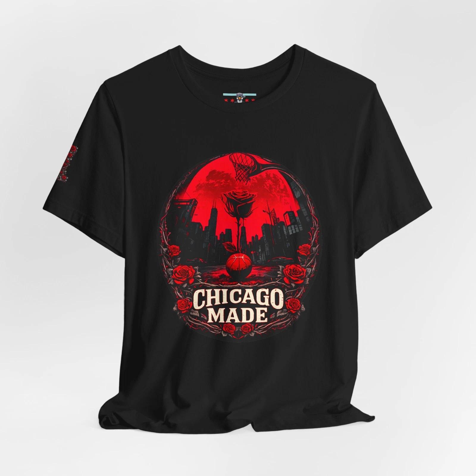 Chicago Made Rose Tribute T-Shirt | Art Honoring Derrick Rose Number Retirement XL
