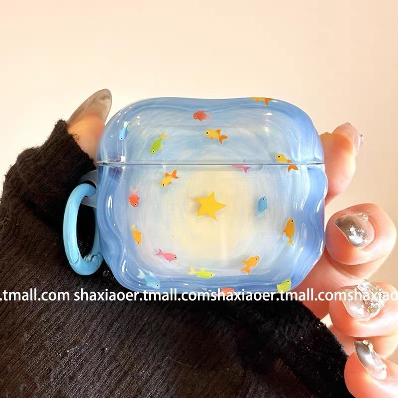 Blue whirlpool goldfish for AirPods 1 protective case airpodspro1 earphone cover new pro1 soft
