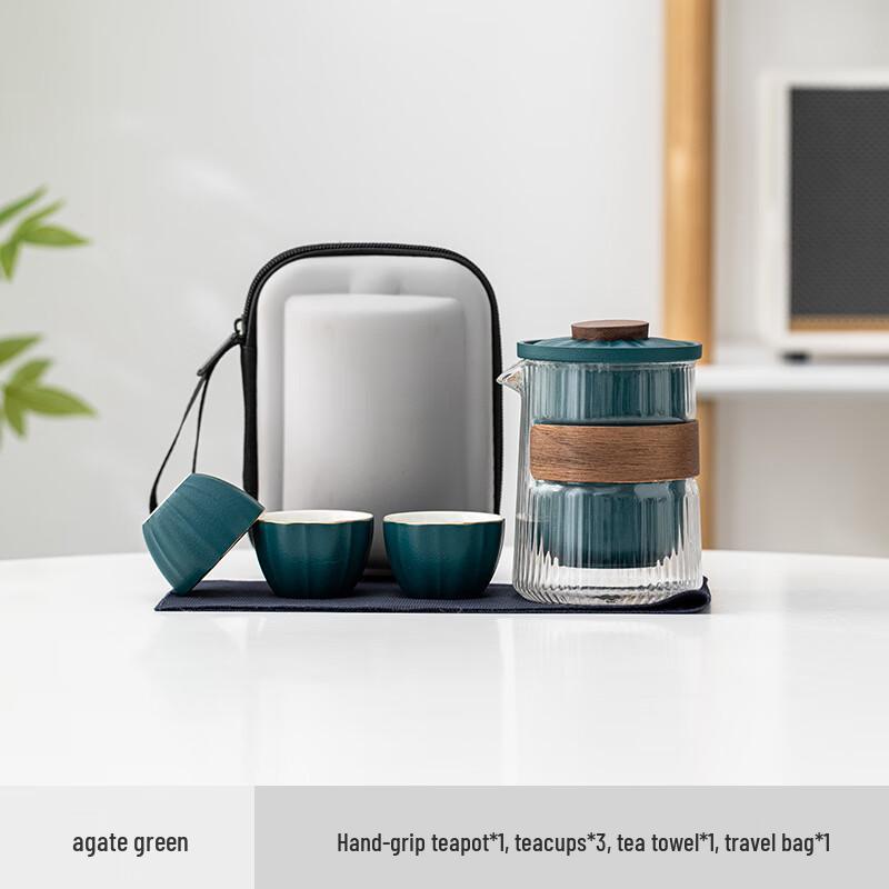 Zen Black Portable Ceramic Travel Tea Set