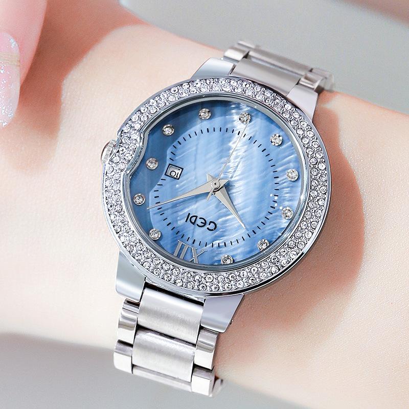 

Large Dial Steel Strap Watch Women S Fashion Diamond-Encrusted Waterproof Quartz Watch