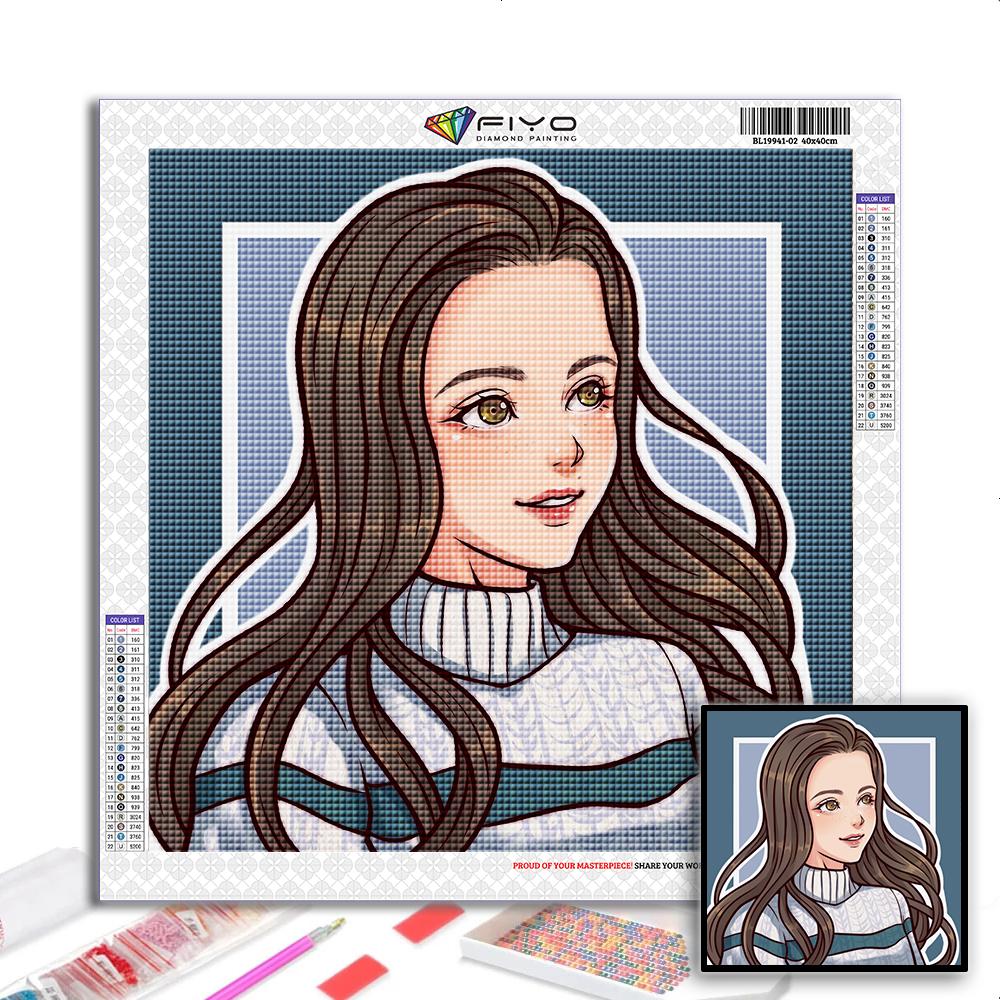 5D diamantmaleri Full diamant tegneserie jentebilde diamantmaleri Håndlaget diy-diamantmosaikkmaling Hjemdekorasjon