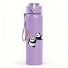 1PC Minimal Panda Doodle Sketch Pattern 750ml Color Plastic Sports Water Bottle Leakproof Flip Straw Lid Suitable for Sports Office Home Use