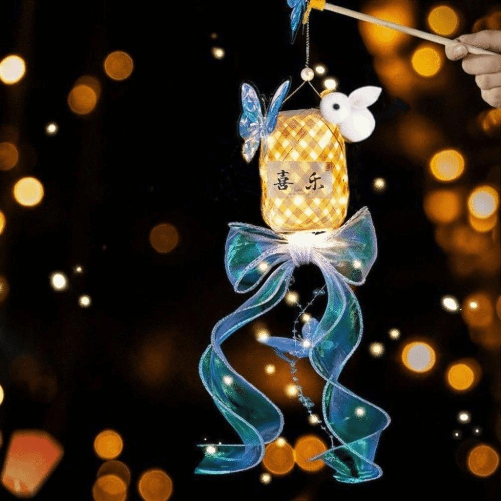 Weaving Festival Lantern Bamboo Weaving Cage Bamboo Portable Lantern Mid-Autumn Lantern  Toy Gifts