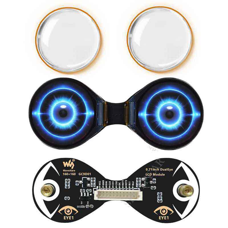 0.71" Round LCD Display for Arduino/Raspberry Pi/PICO/STM32 with Dual Electronic Eyes