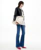 B Quiet Logo-Embroidered Faux Leather Shopper Bag_Ivory