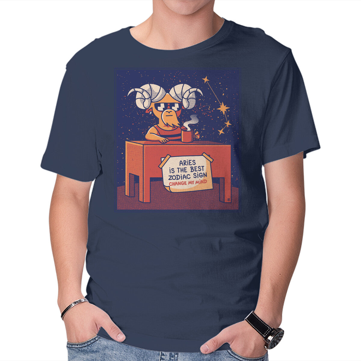 Unisex Crew Neck T-Shirt Aries The Best Sign Graphic Short Sleeve Casual Tee M