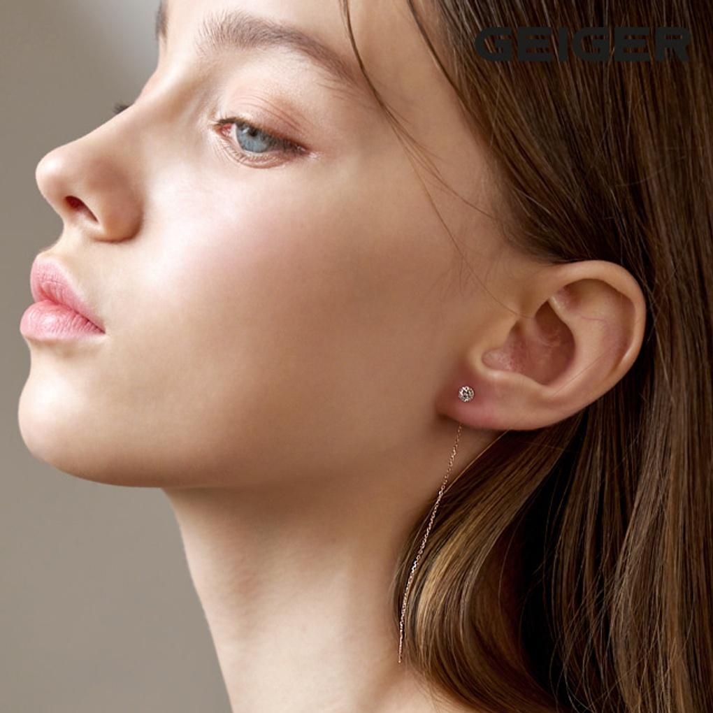 14K Zirkonia-Ohrringe mit langer Kette GI14EE344