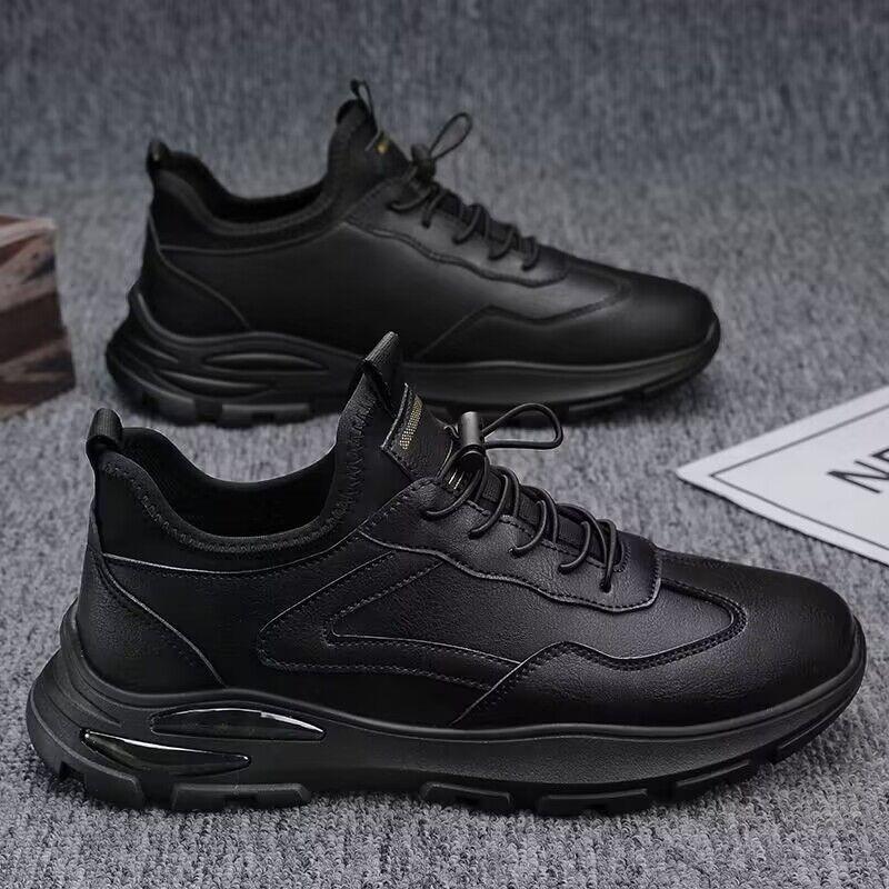 Men's shoes summer new breathable chef shoes leather shoes trendy versatile platform leather surface sports casual running shoes