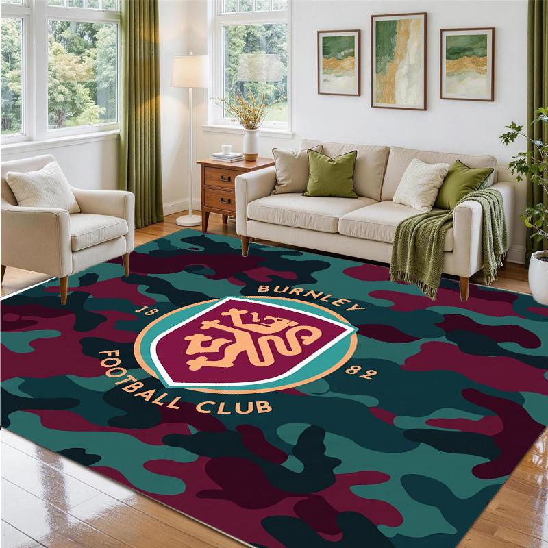 Burnley Football Design Crystal Velvet Rug Soft Decorative Mat for Bedroom Entrance