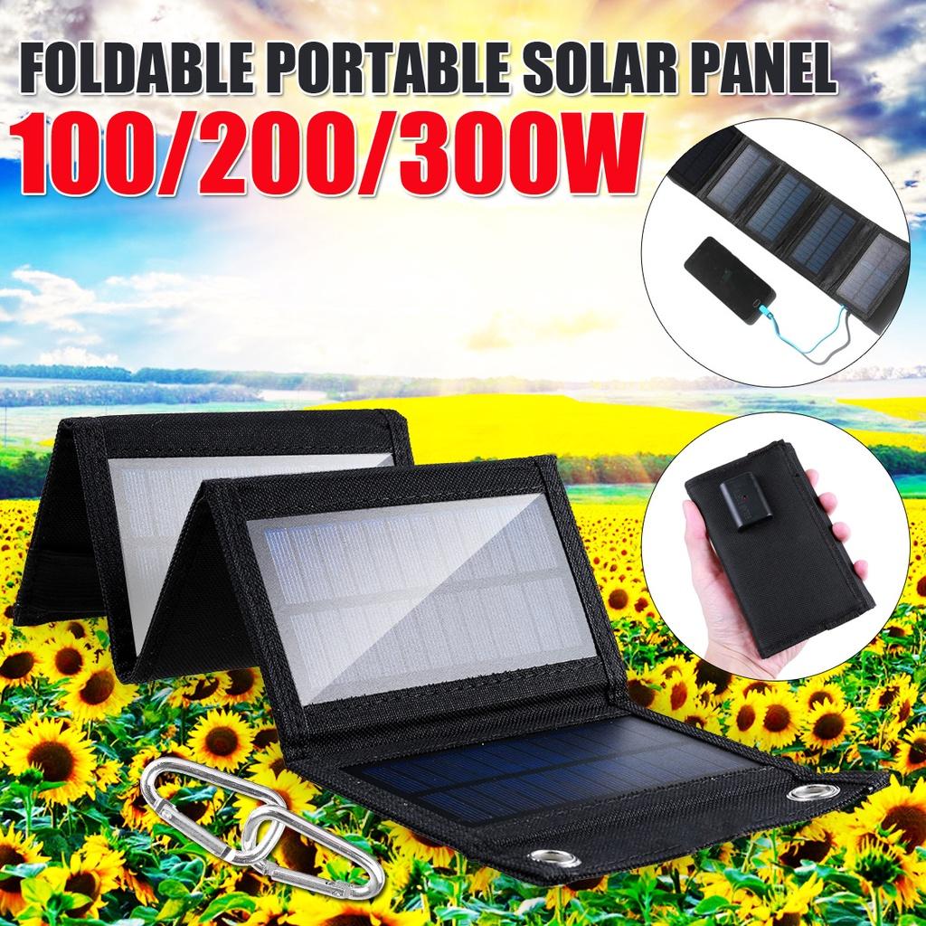 5v 100w/200w/300w usb painel solar dobrável portátil flexível pequeno impermeável dobrável painéis solares células para carregador de bateria do telefone móvel