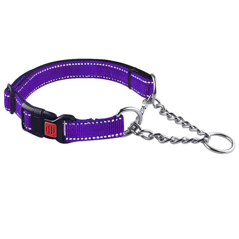 Stainless Steel Chain Pet Collar, Dog Collar, Adjustable Medium and Large Dog, semi-P Chain Anti-bite Dog Collar