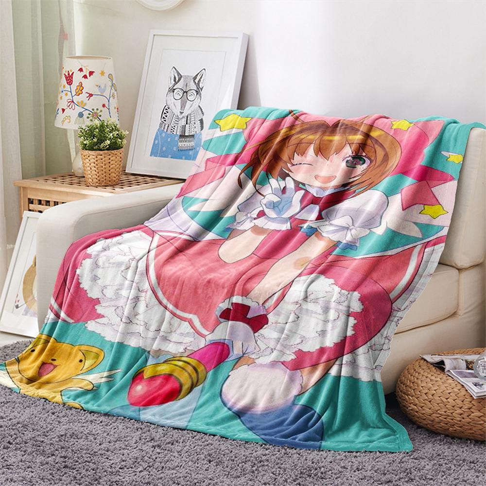 1Pc Cardcaptor Sakura Print Flannel Blanket, High Quality Comfortable for All Seasons, Home Decor, Warmth and Comfort, Perfect for Christmas Gifts