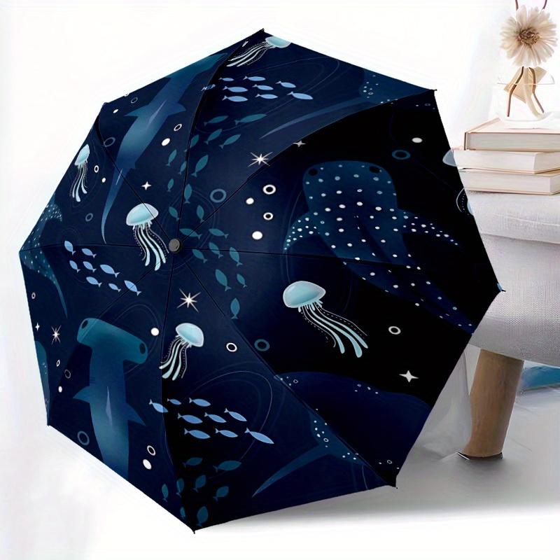 1 Stück Ozeanleben Automatischer Öffnen/Schließen Schirm mit Ein-Knopf-Bedienung, Winddichtes Design Leichtgewichtiger Tragbarer Schirm für Damen & Herren6121