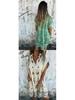 European & American Summer Casual Short-Sleeved Cotton Linen Shirt Dress with Pocket Print for Women