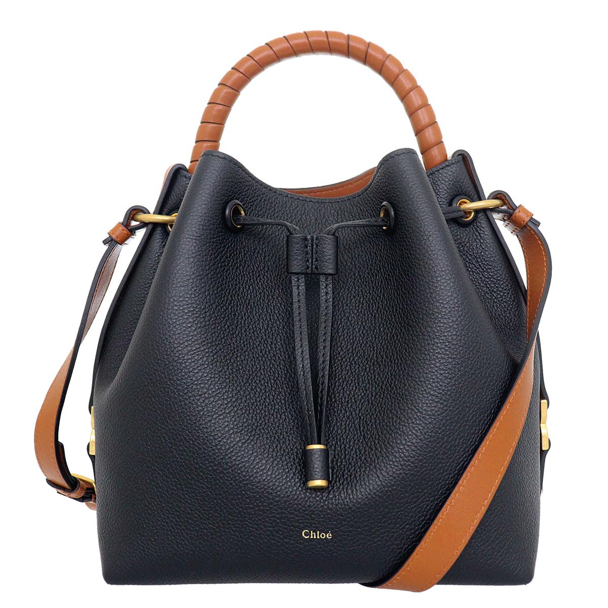 

Chloe MARCIE Grained Calf Leather Bucket Bag CHC23AS606 (Black) I31, Women s [Brand Name] [Used] чорний