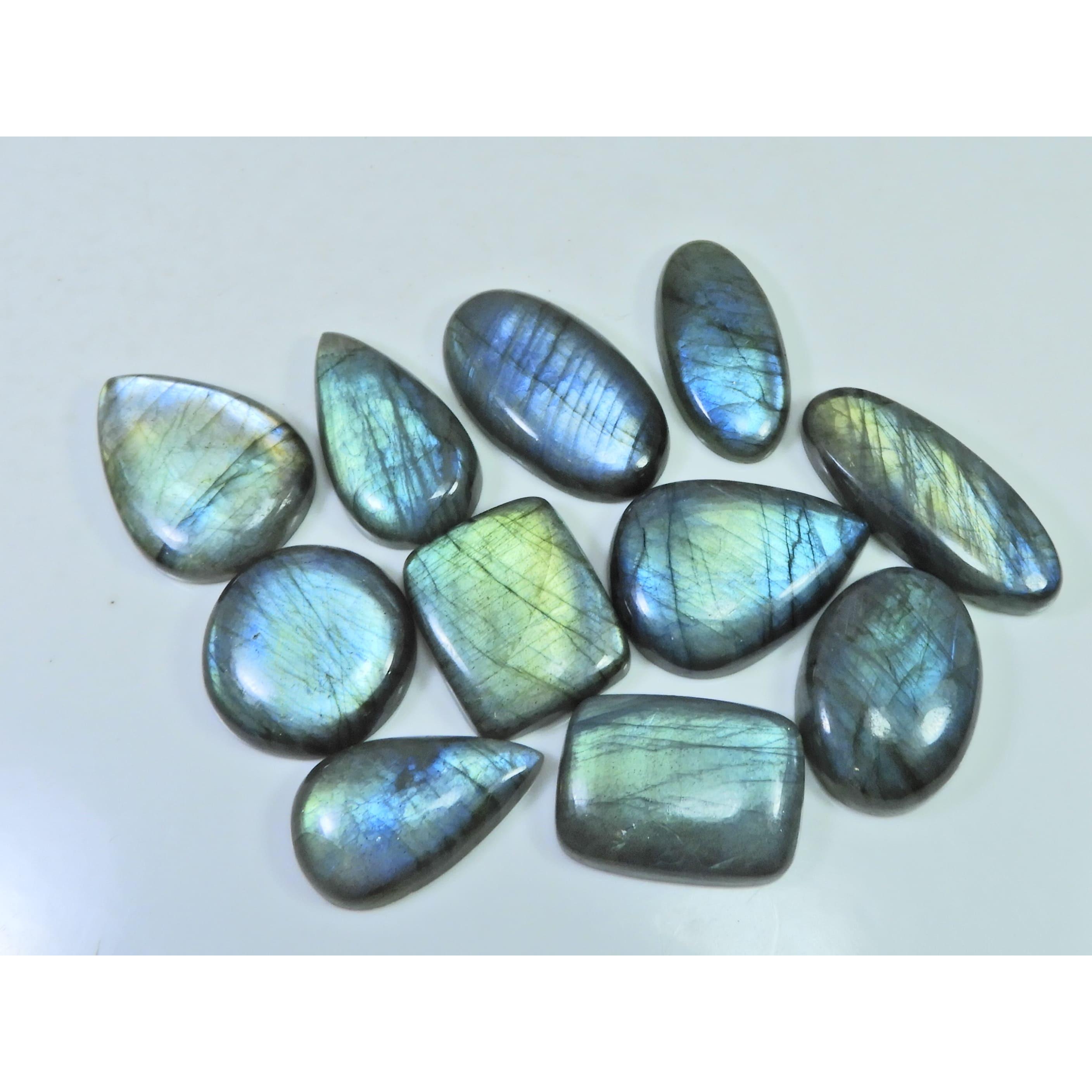 

Natural Labradorite Green Multi Fire Mix Cabochon Loose Gemstone 11 Pcs Lot LL-1120