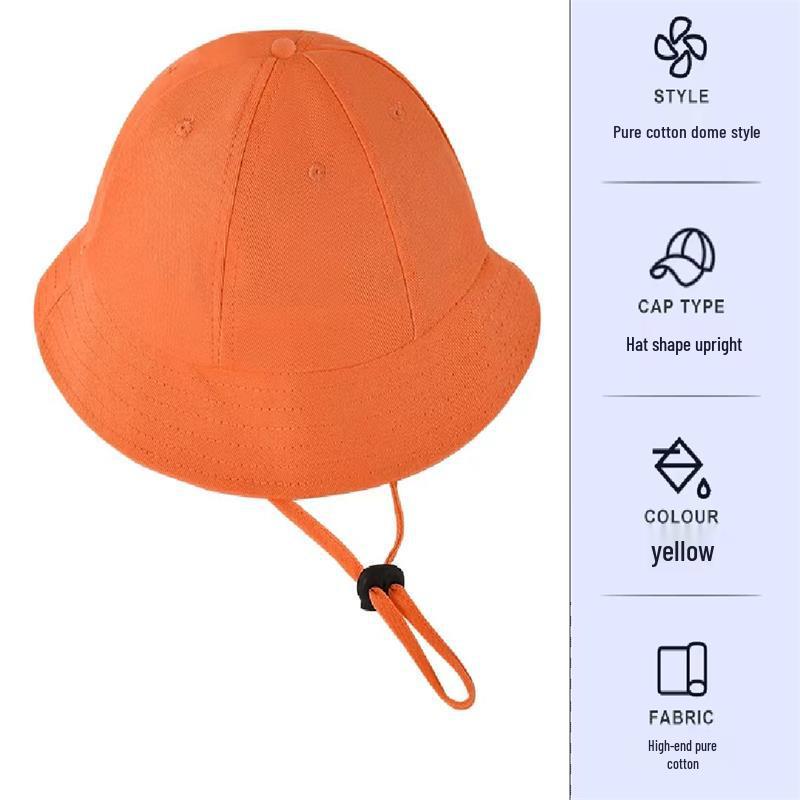 

Детская желтая куполообразная шляпа с принтом логотипа - Дышащая в японском стиле для детского сада XS 50cm (1-2 years old)