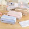 Double Zipper Macaron Pencil Case Large Capacity Stationery Storage Bag Portable Pen Case  Student