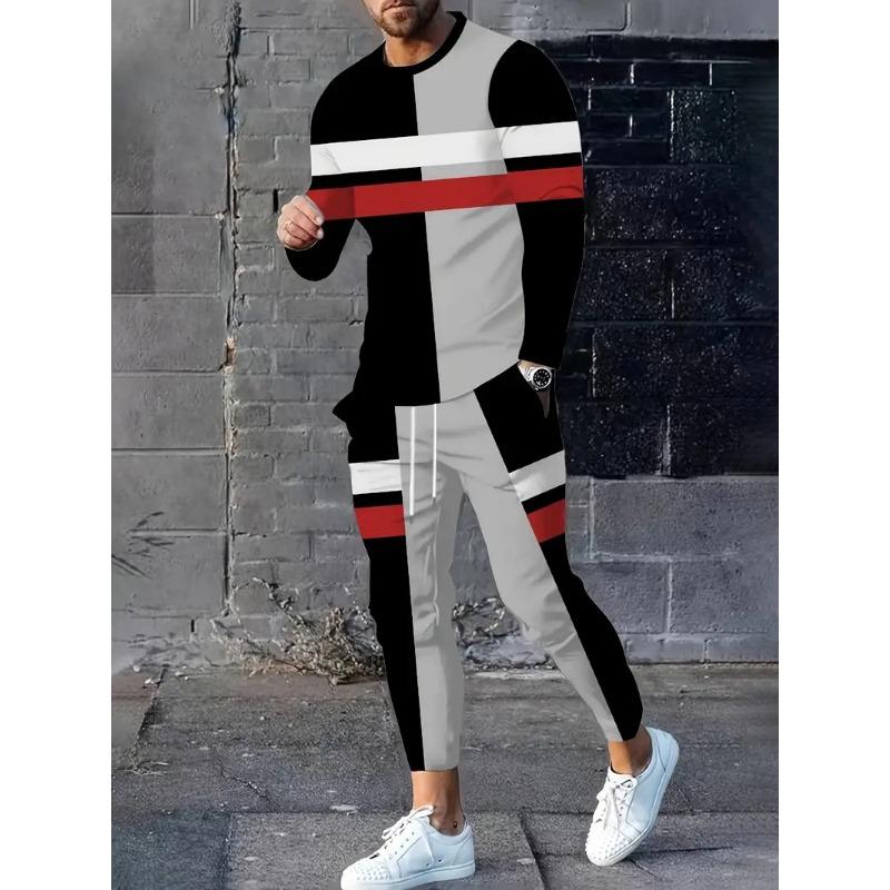 Beliebte Herren Langarm T-Shirts Hosen Set 3D Krone König Druck Herren Sportbekleidung Sommer 2025 Neuer Trainingsanzug Jogger 2-teilige Outfits