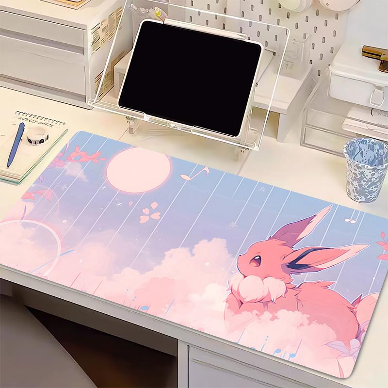 Natürliches Gummi Mauspads Pokemon Eevee Verriegelte Kante Gaming Zubehör Großer Computer Gamer Tastatur Mausmatte Schreibtisch Mauspads Für Geschenk