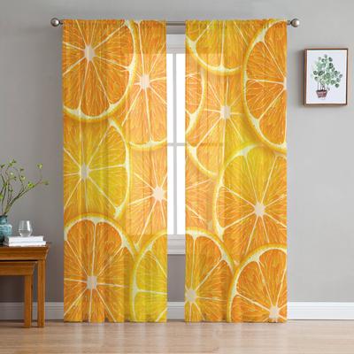 Orange Fruit Moderne Vorhänge für Wohnzimmer Transparente Tüllvorhänge Fenster Sheer für das Schlafzimmer Zubehör Dekor