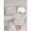 Rose Floral Cotton Makeup Bag With Breathable Storage For Daily Use