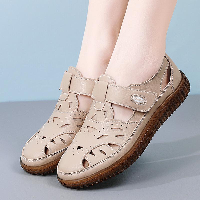 Letnie damskie sandały rzymskie Mary Jane buty plażowe z zakrytymi palcami casualowe miękkie sandały do chodzenia dla dziewczynki plus size