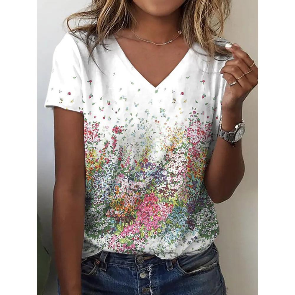 Loose Minimalist Women s V-neck Short Sleeve Comfortable Versatile T-Shirts Women’s S
