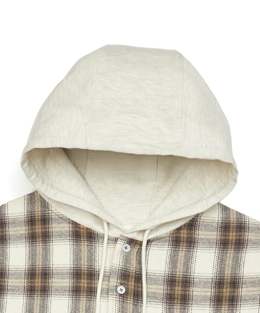 MARK GONZALES Signed Logo Flannel Check Hoodie - Beige