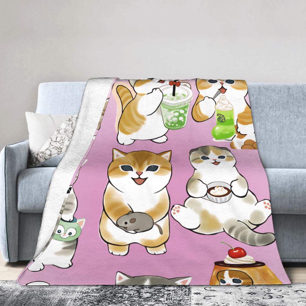 Mofusand Blankets Warm Soft Aesthetic Plush Bedding Throws For Students Couch Chair Flannel Bedspread Bed Cover