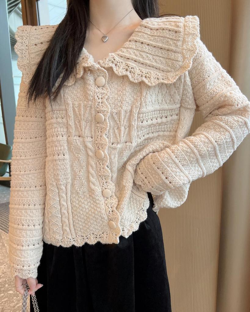 2024 French Doll Chic Knit Cardigan Sweater - Gentle Autumn/Winter Loose Fit