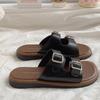 Flat-bottomed French Small Cool Slippers Women's Shoes 2025 New Summer Belt Buckle Fashion Outer Wear Soft-soled Beach Sandals
