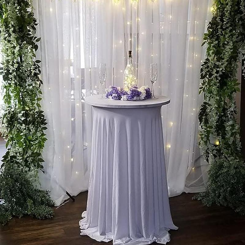 60/80X110Cm Round Spandex Cocktail Tablecloth Skirt Elastic Round Table Cover High Top Table Bar Outdoor Wedding Party Banquet