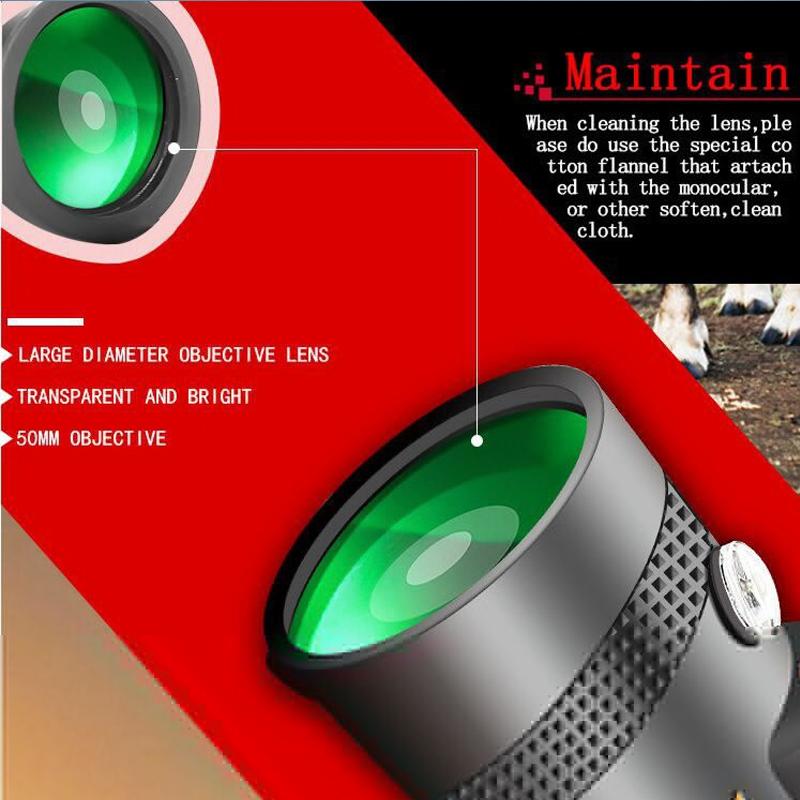 Telescop monocular portabil cu viziune nocturnă la distanță lungă 1200m/8000m pentru plimbare în aer liber