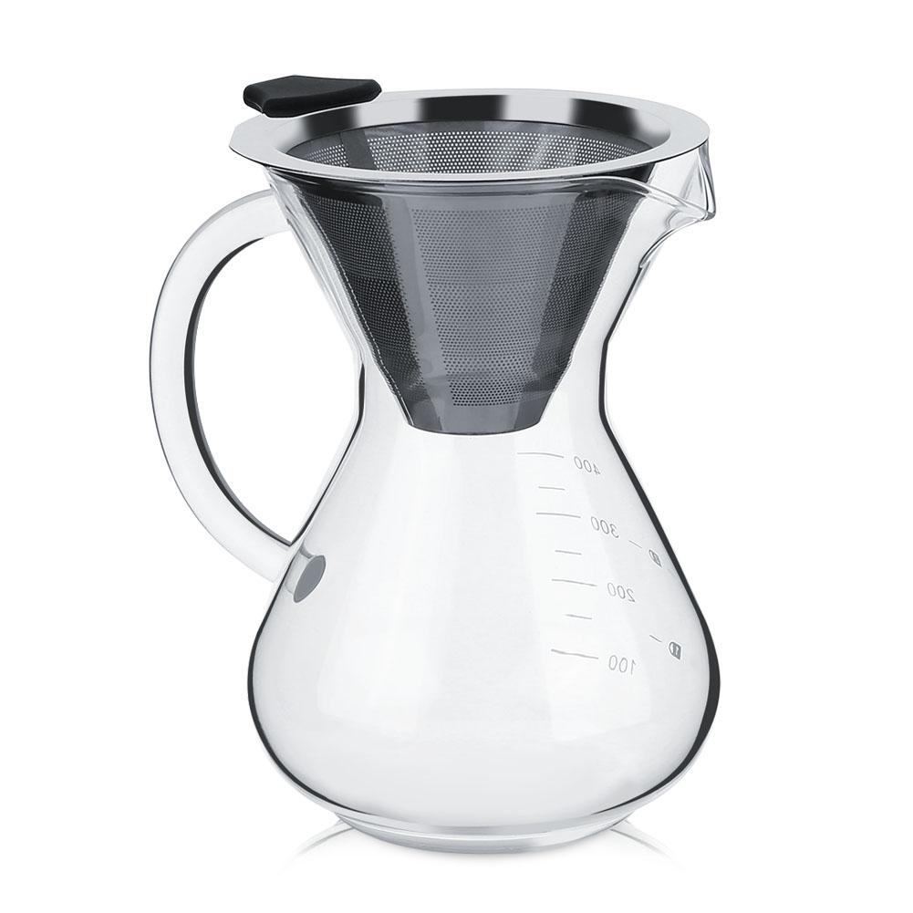400ml Glass Hand Drip Coffee Maker Filter Pot with Scale Office Home