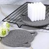 2 PCS Cute Coasters, Absorbent Fabric Mug Pads Cat Ear Shape Large Size Coasters for Drinks Handmade Braided Cotton Coaster for Wooden Table Tabletop