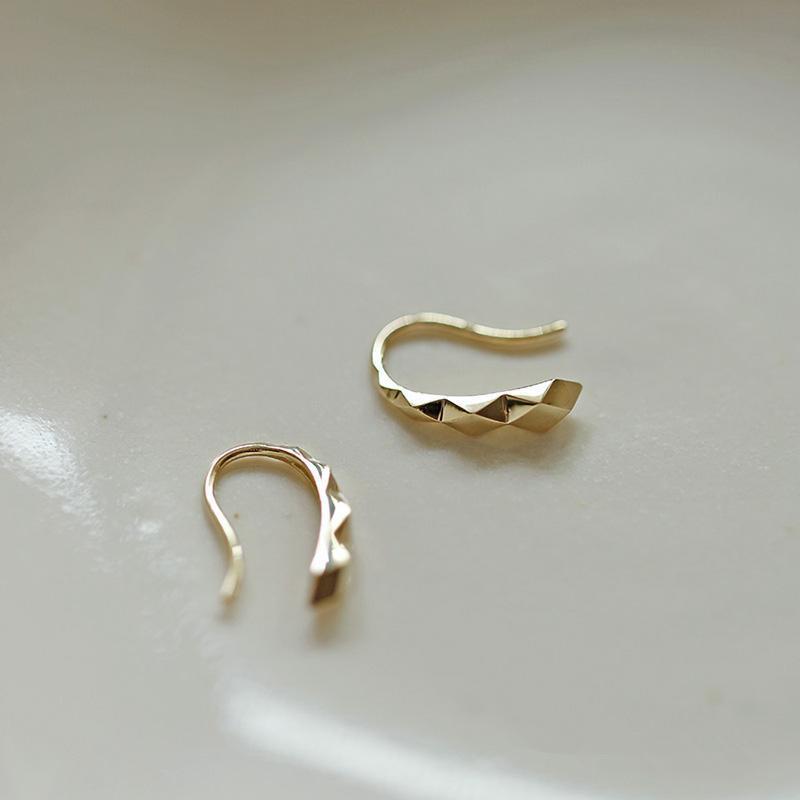 

925 Sterling Silver Geometric Gradient lozenge Earrings for Women Korea Temperament 14K Gold Plated Jewelry Silver