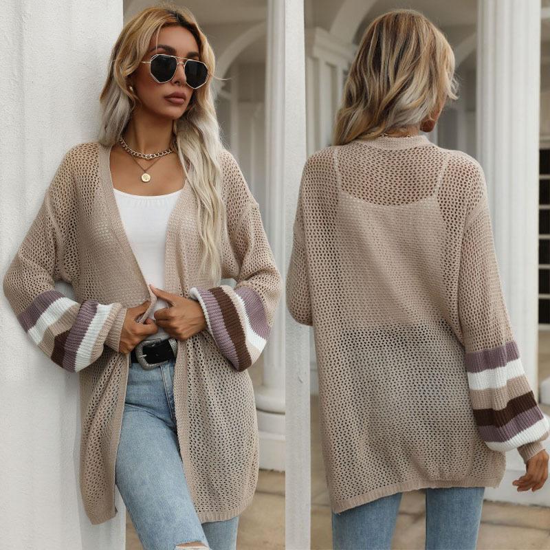Women's Cardigan, Color-Block, Loose Fit
