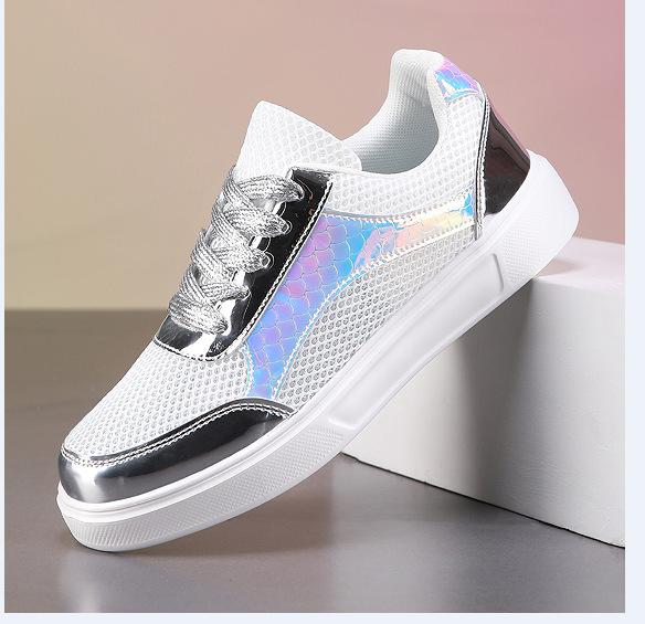 

Сетчатые туфли для досок Модные универсальные модели Легкие плоские подошвы Нескользящие дезодорирующие модные Xiyintem 44 серебряный