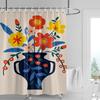 Nordic Style Bathroom Soft Fabric Shower Curtain Abstract Tropical Plant Art Pattern Waterproof Bathroom Decorative Curtain