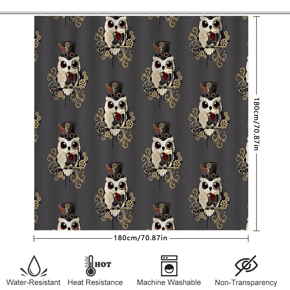 Vintage Steampunk Bathroom Decor Shower Curtain Set Waterproof Victorian Gothic Decor Farmhouse Toilet Curtain Artistic Design
