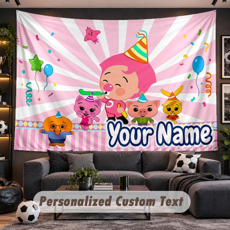 Wandbehang Wandteppich Benutzerdefinierter NameEl Payaso Plim Plim Muster Personalisiert Bedruckter Stoff Wanddekoration