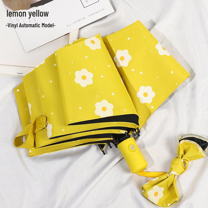 Automatický kreslený slunečník odolný proti UV záření a větru: Velký dvouúčelový slunečník a deštník pro ženy a studenty.