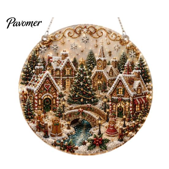 Living Room Holiday Decor Christmas Faux Pearl Art Hanging Ornament Kit, Acrylic Glowing Gift Ideas for Tree Window, DIY Festive Pendant Home Party
