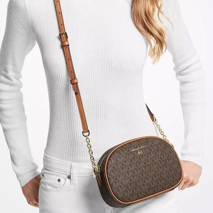 New MICHAEL KORS Jet Set PVC Shoulder Bag, Crossbody Bag Trumpets Women's Dark Brown 32F2GT9C0B-BRN-ACORN